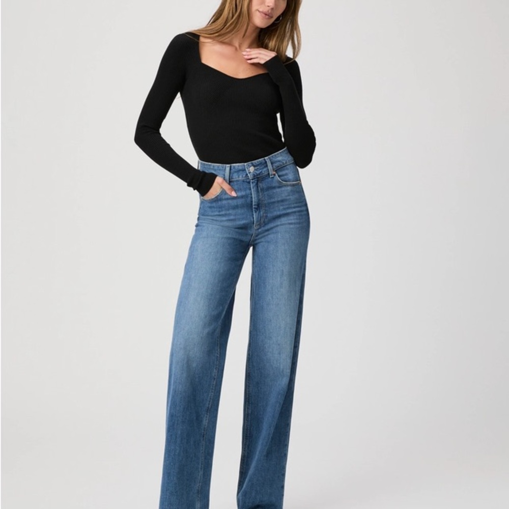 PAIGE Sasha Wide Leg Jean in Color Stefania Distressed - Picture 9 of 14